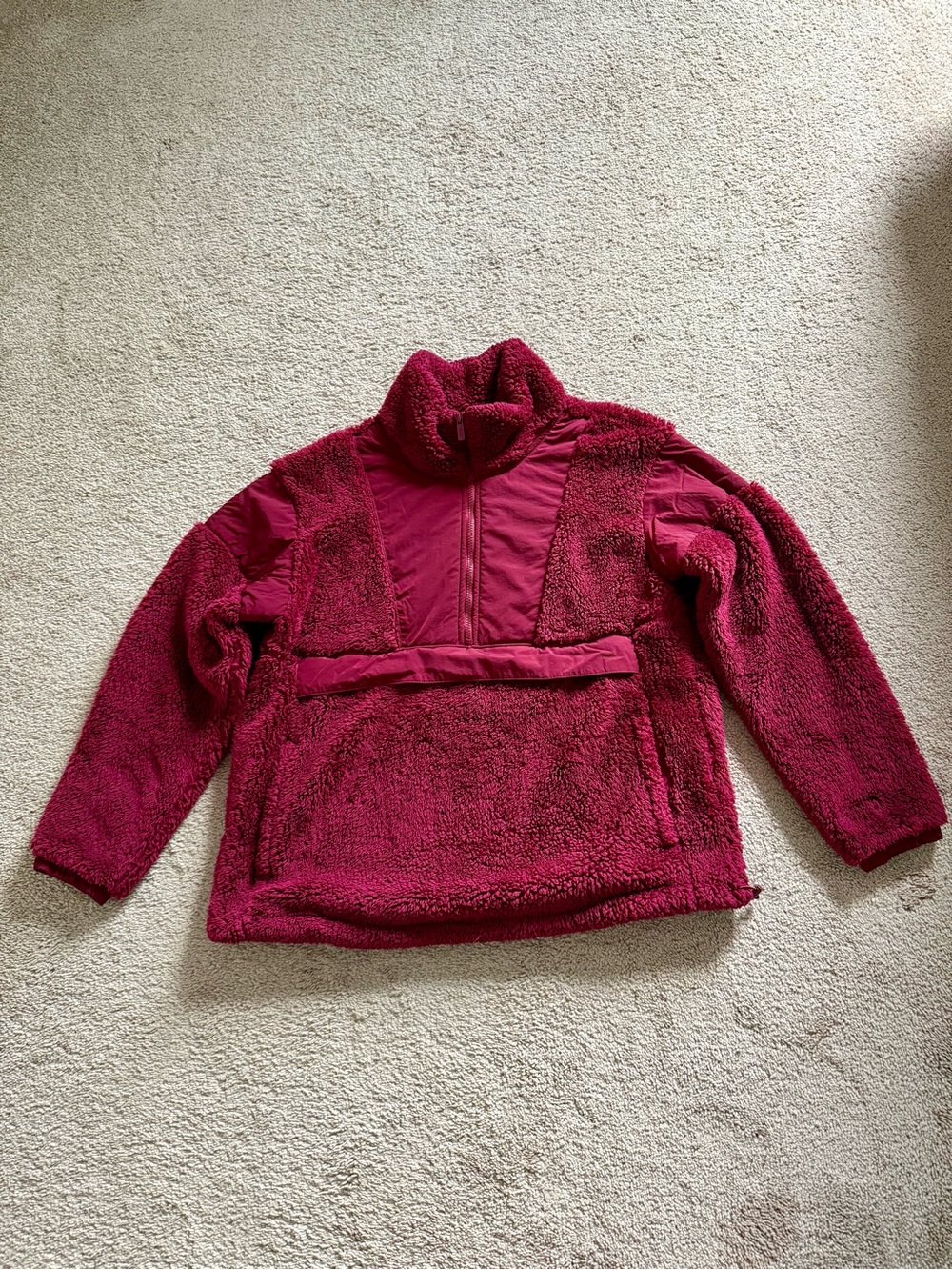 PINK Victoria's Secret Plush Burgundy Sherpa Pullover